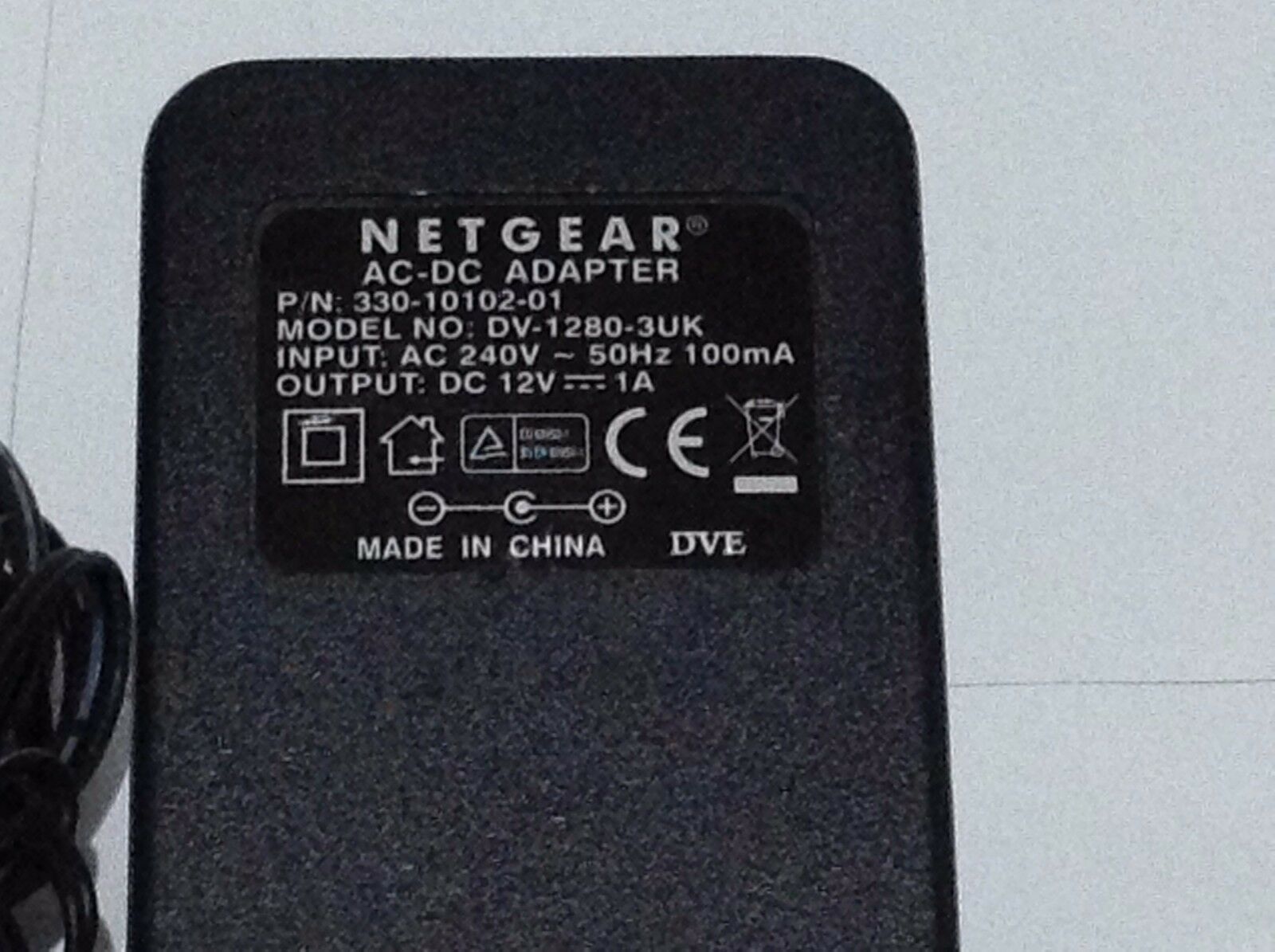 New NETGEAR 330-10102-01 DV-1280-3UK AC/DC ADAPTER FOR NETGEAR ROUTERS 12V 1A REF: T781